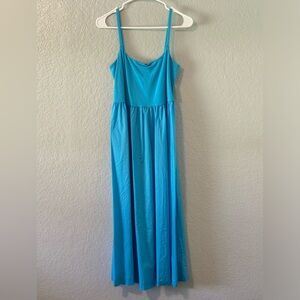 Bright blue tank dress.